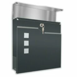 Säulenbriefkasten Inkl. Zeitungsfach RAL 7016 Anthrazit Grau -Türschilder aus Edelstahl Geschäft saeulenbriefkasten inkl zeitungsfach ral 7016 anthrazit grau4