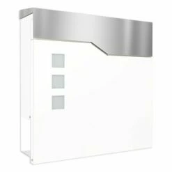 Säulenbriefkasten Inkl. Zeitungsfach RAL 9016 Weiß -Türschilder aus Edelstahl Geschäft saeulenbriefkasten inkl zeitungsfach ral 9016 weiss2