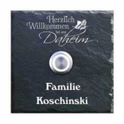 Schiefer Klingelschild 100x100mm Daheim