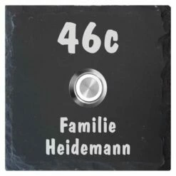 Schiefer Türklingel Klingelschild 130x130mm Albino