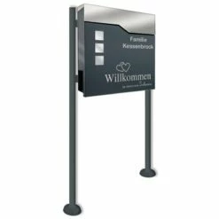 Standbriefkasten Set Hannes In ANTHRAZIT GRAU RAL 7016 Pulverbeschichtet Mit Beschriftung