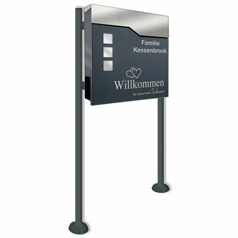 Standbriefkasten Set Hannes In ANTHRAZIT GRAU RAL 7016 Pulverbeschichtet Mit Beschriftung 1 Standbriefkasten Set Hannes In ANTHRAZIT GRAU RAL 7016 Pulverbeschichtet Mit Beschriftung