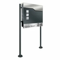 Standbriefkasten ANTHRAZIT GRAU RAL 7016 Mit Beschriftung Toppy1