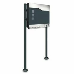 Standbriefkasten ANTHRAZIT GRAU RAL 7016 Mit Beschriftung Toppy2
