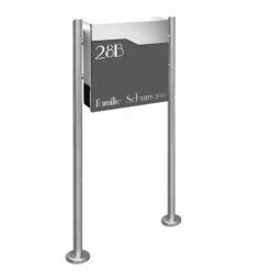 Standbriefkasten Anthrazit Mit Lasercut Frontblende Beschriftung Postkasten Jeany