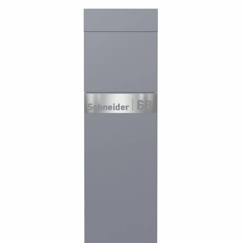 Standbriefkasten Briefkasten Grau Metallic RAL 9007 Inkl. Edelstahl Lasercut Namensblende 2 Standbriefkasten Briefkasten Grau Metallic RAL 9007 Inkl. Edelstahl Lasercut Namensblende – Bild 2