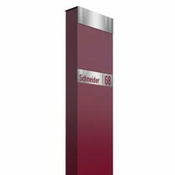 Standbriefkasten Briefkasten Rot RAL 3004 Inkl. Edelstahl Lasercut Namensblende