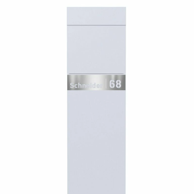 Standbriefkasten Briefkasten Weiß RAL 9016 Inkl. Edelstahl Lasercut Namensblende 2 Standbriefkasten Briefkasten Weiß RAL 9016 Inkl. Edelstahl Lasercut Namensblende – Bild 2