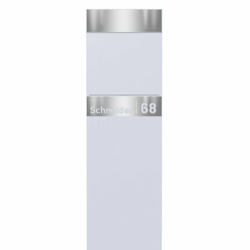 Standbriefkasten Briefkasten Weiß RAL 9016 Mit Edelstahl Lasercut Namensblende 2 Standbriefkasten Briefkasten Weiß RAL 9016 Mit Edelstahl Lasercut Namensblende – Bild 2