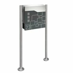 Standbriefkasten Edelstahl ANTHRAZIT RAL 7016 Mit Beschriftung Vertigon