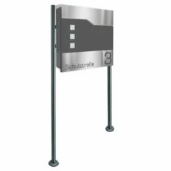 Standbriefkasten Inkl. Zeitungsfach DB 703 Graphit Mit Edelstahl Laser Namensblende