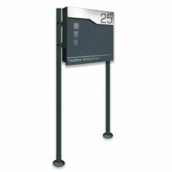 Standbriefkasten Set MAROCAN in ANTHRAZIT GRAU RAL 7016 Pulverbeschichtet Mit Beschriftung & Hausnummer