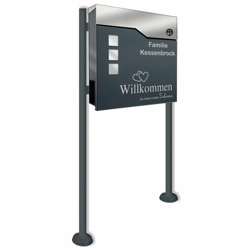 Standbriefkasten Mit FUNKKLINGEL ANTHRAZIT Willi 1 Standbriefkasten Mit FUNKKLINGEL ANTHRAZIT Willi