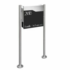 Standbriefkasten Schwarz Mit Lasercut Frontblende Beschriftung Postkasten Jonny