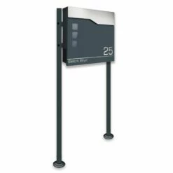 Standbriefkasten ZENITH In ANTHRAZIT GRAU RAL 7016 Mit Beschriftung