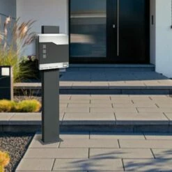 Standsäulenbriefkasten RAL 7016 Briefkasten Postkasten Mit Beschriftung -Türschilder aus Edelstahl Geschäft standsaeulenbriefkasten ral 7016 briefkasten postkasten mit beschriftung3