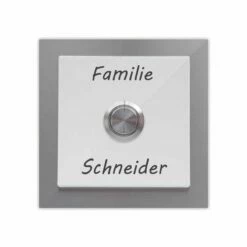 Türklingel 100x100mm Pulverbeschichtet Reinweiß RAL 9010 Und Gravur