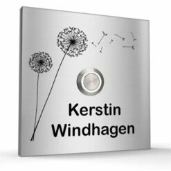 Türklingel Edelstahl 100x100mm Pusteblume