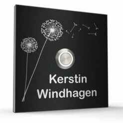 Türklingel Edelstahl 100x100mm Pusteblume -Türschilder aus Edelstahl Geschäft tuerklingel edelstahl 100x100mm pusteblume3