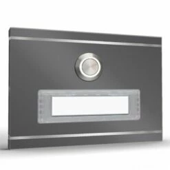 Türklingel Edelstahl 100x70mm Mit Beschriftungsfeld Pulverbeschichtet -Türschilder aus Edelstahl Geschäft tuerklingel edelstahl 100x70mm mit beschriftungsfeld ral7016 anthrazit grau3