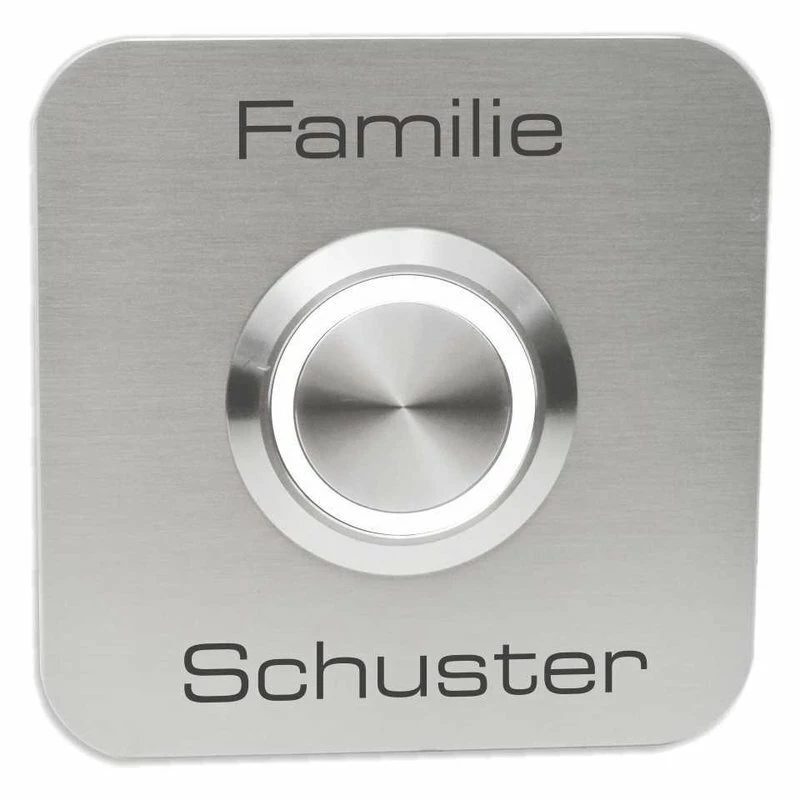 Türklingel Edelstahl 60x60mm Mit 35mm LED Taster 1 Türklingel Edelstahl 60x60mm Mit 35mm LED Taster