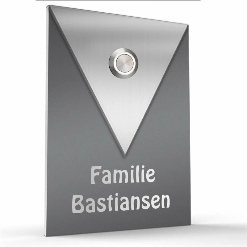 Türklingel Edelstahl Dreieck 110x160mm Klingelplatte Klingelschild Tessa 4 Türklingel Edelstahl Dreieck 110x160mm Klingelplatte Klingelschild Tessa – Bild 4