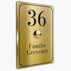 Türklingel Messing 110x160mm 4mm Mit Hausnummer Und Zierrahmen