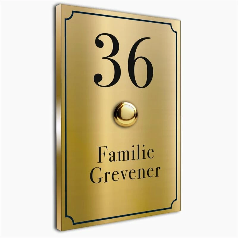 Türklingel Messing 110x160mm 4mm Mit Hausnummer Und Zierrahmen 1 Türklingel Messing 110x160mm 4mm Mit Hausnummer Und Zierrahmen