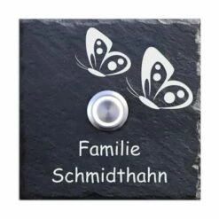 Türklingel Schiefer 100x100mm 2 Schmetterlinge