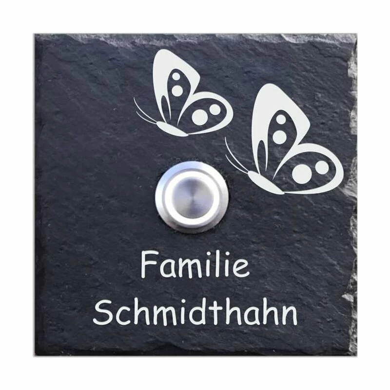 Türklingel Schiefer 100x100mm 2 Schmetterlinge 1 Türklingel Schiefer 100x100mm 2 Schmetterlinge