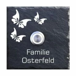 Türklingel Schiefer 100x100mm 3 Schmetterlinge