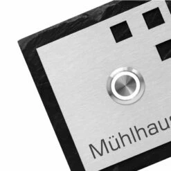 Türklingel Schiefer 100x100mm Mit 3 Quadraten -Türschilder aus Edelstahl Geschäft tuerklingel schiefer 100x100mm mit 3 quadraten2
