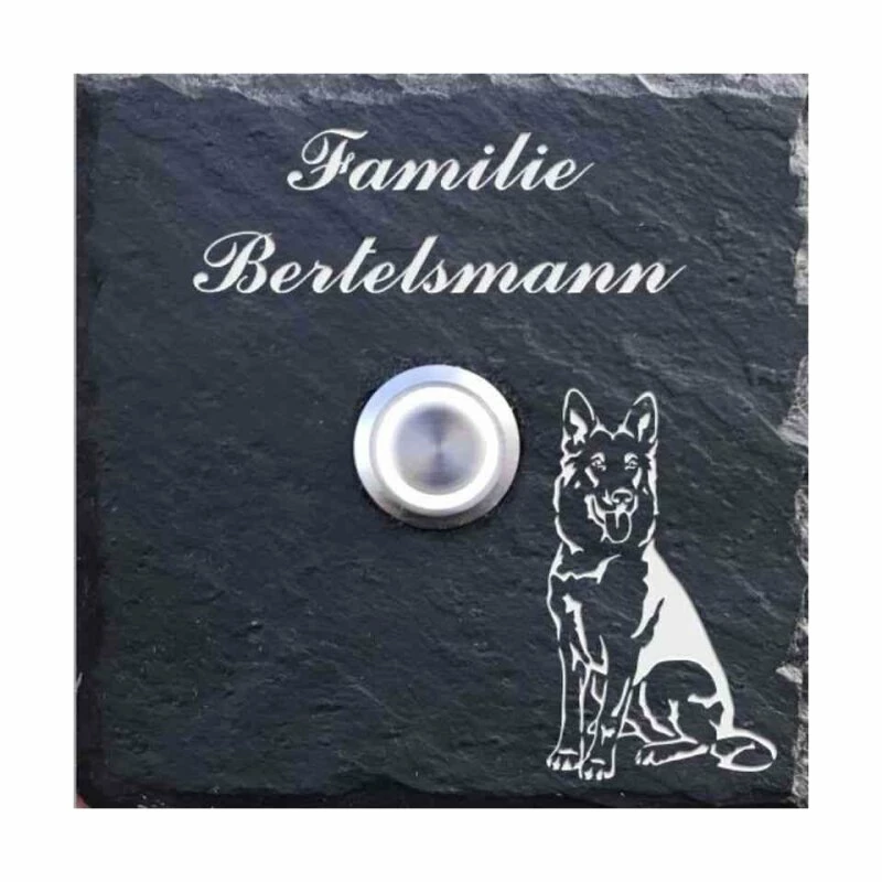 Türklingel Schiefer 100x100mm Schäferhund 1 Türklingel Schiefer 100x100mm Schäferhund