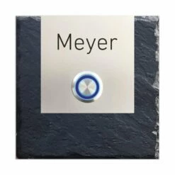 Türklingel Schiefer Edelstahl 100x100mm Mit Edelstahlplatte