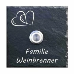 Türklingelschild Schiefer 100x100mm 2 Herzen