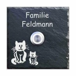 Türklingelschild Schiefer 100x100mm Katze