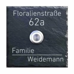Türklingelschild Schiefer 100x100mm Modern