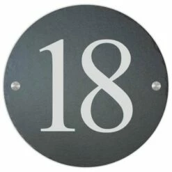 Türschild Aus Natur Schiefer 200mm Ø Inkl. Beschriftung Numero