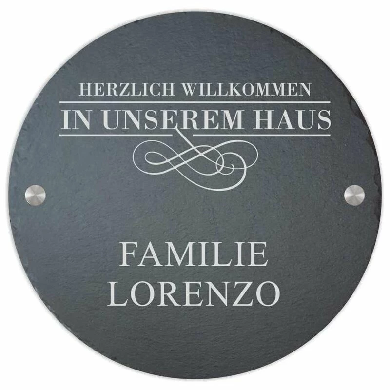 Türschild Aus Natur Schiefer 200mm Ø Inkl. Beschriftung Zuhause 1 Türschild Aus Natur Schiefer 200mm Ø Inkl. Beschriftung Zuhause