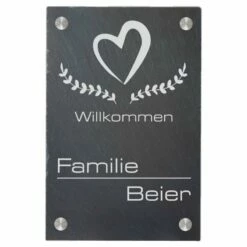 Türschild Aus Natur Schiefer 200x300 Mm Inkl. Beschriftung Willkommen 2