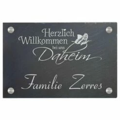 Türschild Aus Natur Schiefer 300x200 Mm Inkl. Beschriftung Daheim