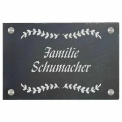 Türschild Aus Natur Schiefer 300x200 Mm Inkl. Beschriftung Flower