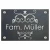 Türschild Aus Natur Schiefer 300x200 Mm Inkl. Beschriftung Girlande