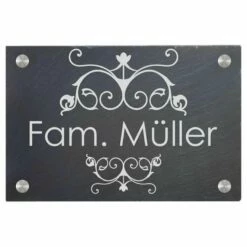 Türschild Aus Natur Schiefer 300x200 Mm Inkl. Beschriftung Girlande