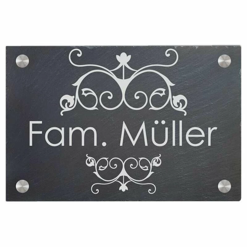 Türschild Aus Natur Schiefer 300x200 Mm Inkl. Beschriftung Girlande 1 Türschild Aus Natur Schiefer 300x200 Mm Inkl. Beschriftung Girlande