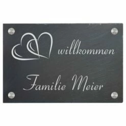 Türschild Aus Natur Schiefer 300x200 Mm Inkl. Beschriftung Herz