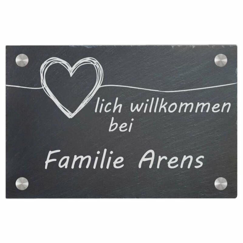 Türschild Aus Natur Schiefer 300x200 Mm Inkl. Beschriftung Herzlich 1 Türschild Aus Natur Schiefer 300x200 Mm Inkl. Beschriftung Herzlich