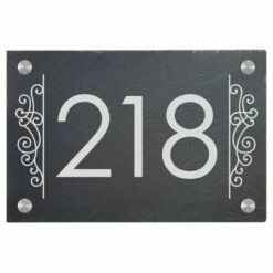 Türschild Aus Natur Schiefer 300x200 Mm Inkl. Beschriftung Ranke 1