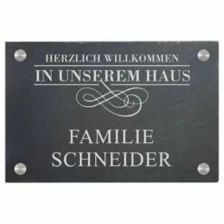 Türschild Aus Natur Schiefer 300x200 Mm Inkl. Beschriftung Zuhause