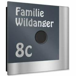 Ultraflache Aufputz Funkklingel Edelstahl RAL7016 Anthrazit Grau 120x120mm RW 400m 52 Melodien Bettina